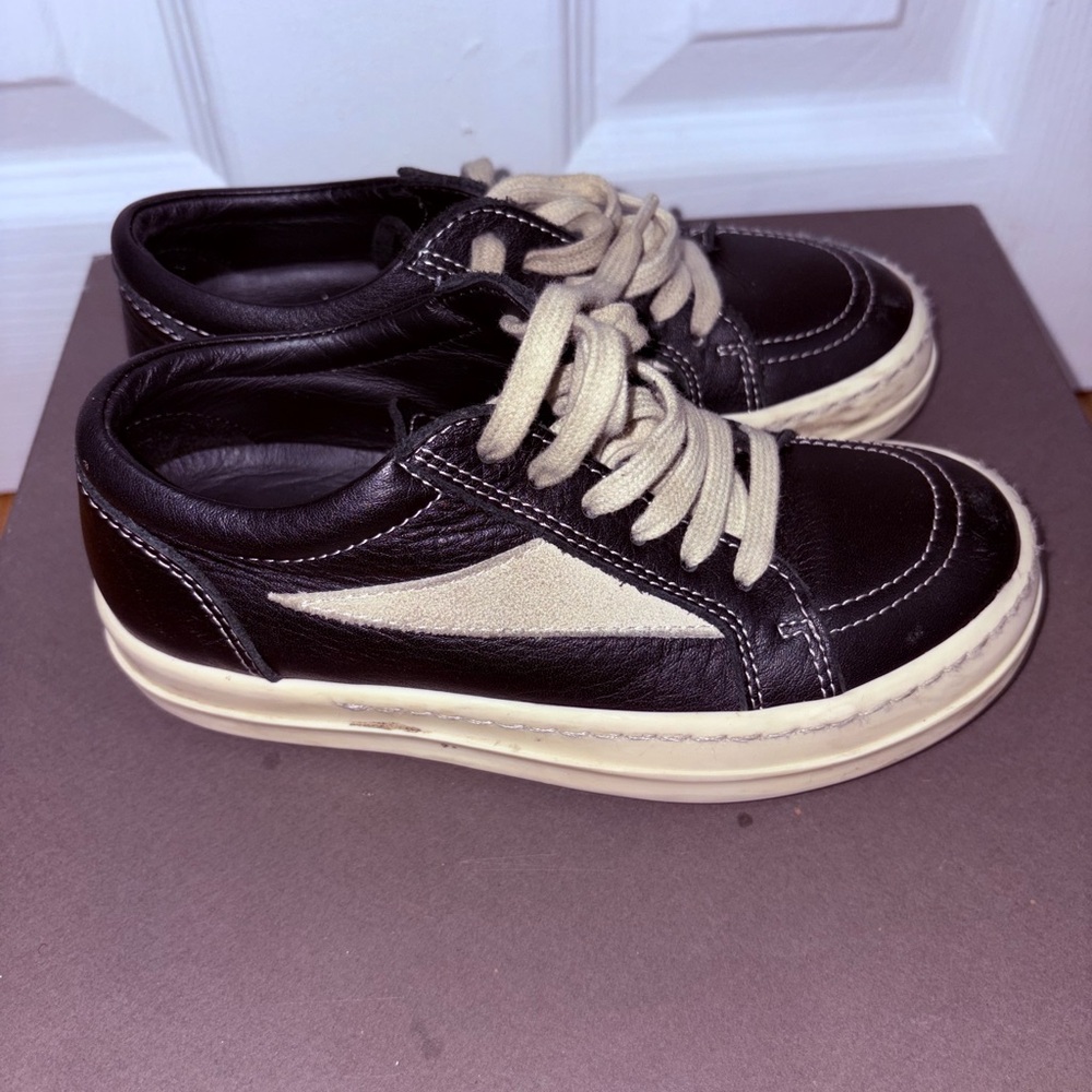 Rick Owens Black and Cream Sneakers with Vintage Midsole